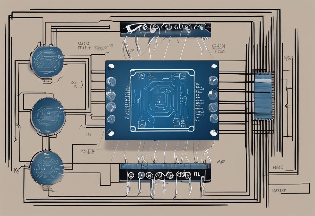 Moderne digitale Malerei eines Varistors mit blauen Farbtönen, Pfeilen und Textüberlagerung zur Funktionsdarstellung in einem elektronischen Schaltkreis