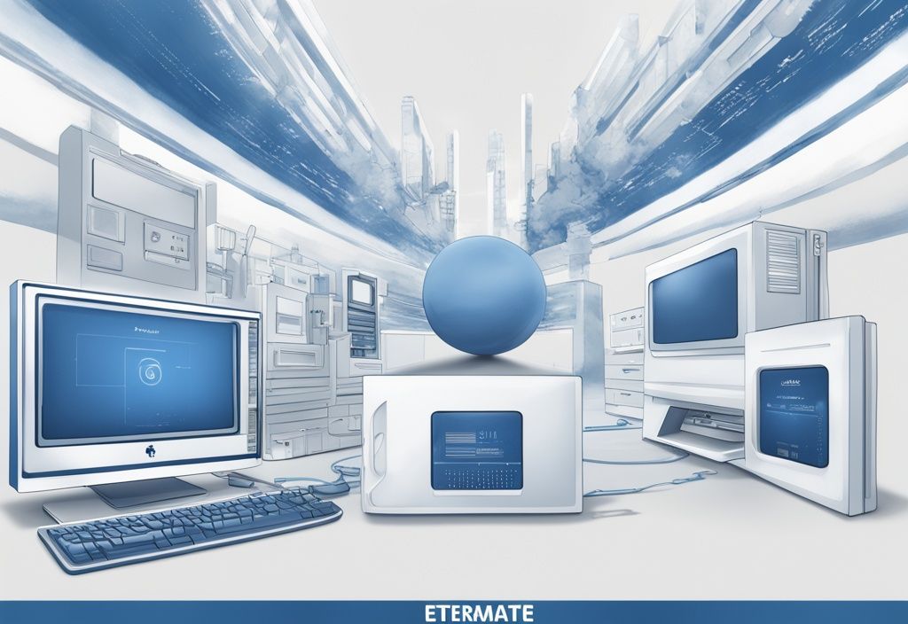 Diagramm eines Ethernet-Frames mit Beschriftungen für Preamble, Destination MAC, Source MAC, Ethertype, Payload und CRC auf weißem Hintergrund, moderne digitale Illustration in Blau.