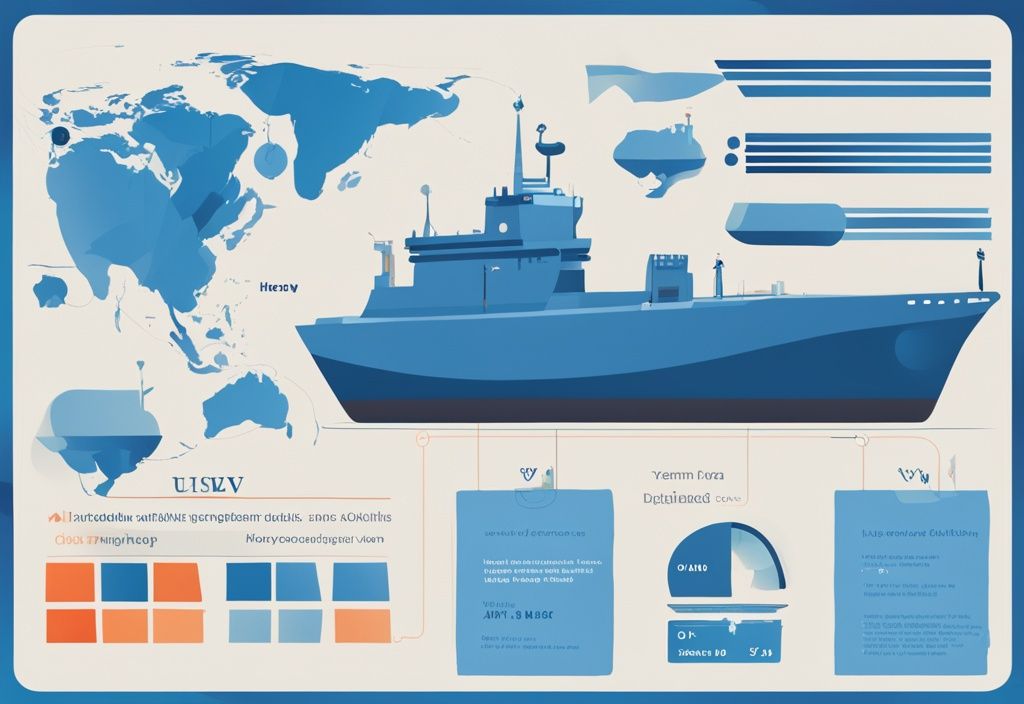 Moderne digitale Illustration mit blauem Farbschema, die eine Infografik zur Erklärung der USV Abkürzung mit verschiedenen Beispielen und Anwendungen zeigt.