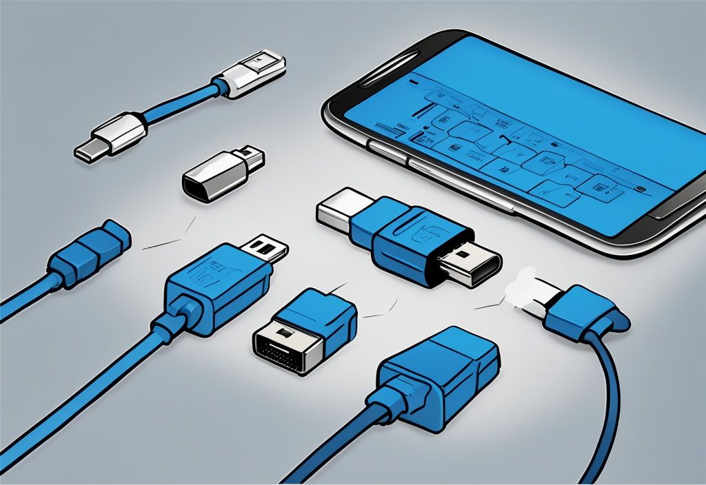 Moderne digitale Illustration mit detailliertem Diagramm zur USB-C Belegung, Hauptfarbe Blau, mit beschrifteten Pins