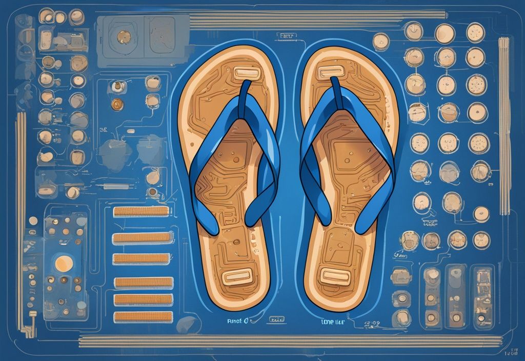 Moderne digitale Malerei-Illustration eines detaillierten Schaltplans eines T-Flip-Flops mit beschrifteten Komponenten und Leiterbahnen, Hauptfarbe Blau.