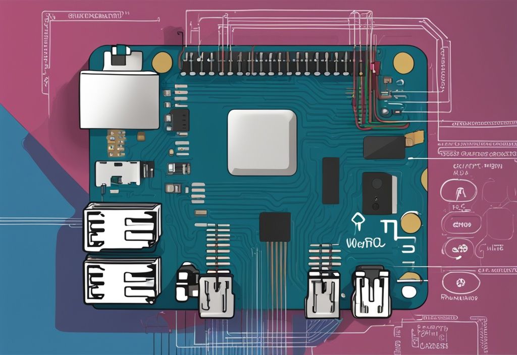 Detailliertes Diagramm des Raspberry Pi 4 Pinout in einer modernen digitalen Illustration mit blauem Farbschema.