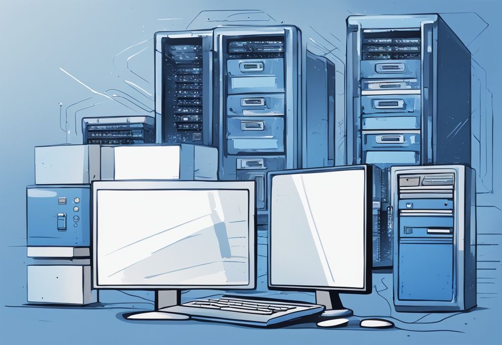 Moderne digitale Illustration des L1-Cache in einem Computer, zeigt detailliert seine Hauptfunktion der schnellen Datenspeicherung innerhalb der Verarbeitungseinheit, Hauptfarbe Blau.